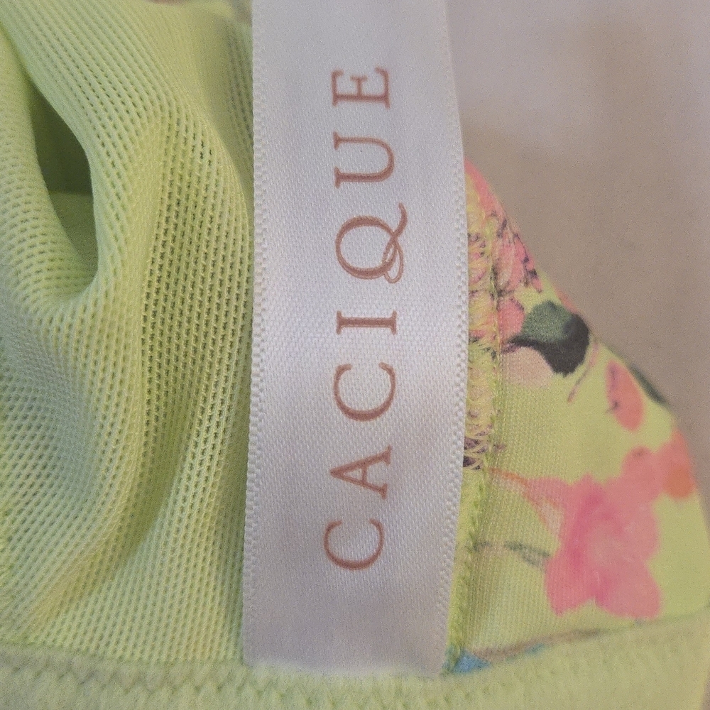Cacique Floral Print Bra in Green and Pink - Picture 3 of 4